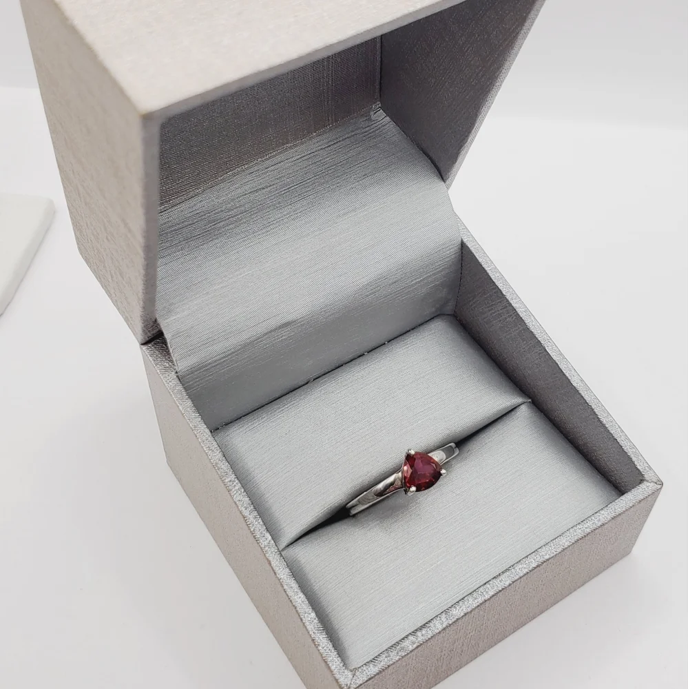Genuine Red Trillion Ruby 925 Sterling Silver Solitaire Triangle Ring